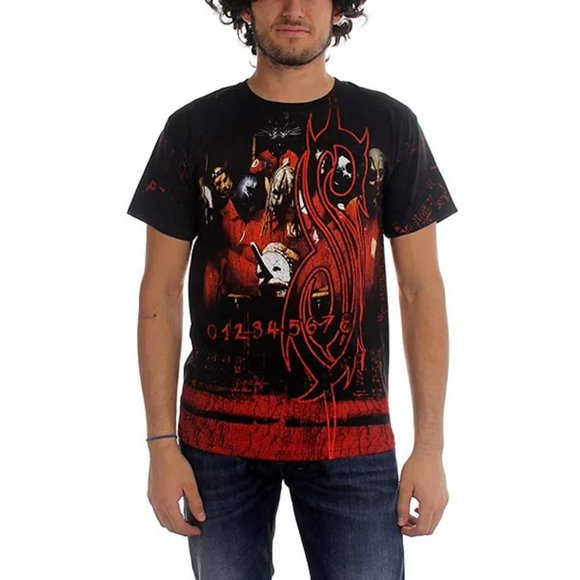 Slipknot Debut Album Allover Logo nu metal rock Official T-Shirt M NWT - Picture 2 of 3
